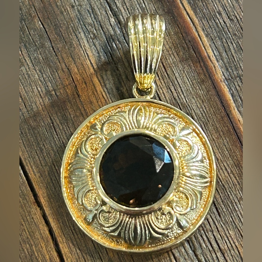 Gold Plated Sterling Smoky Topaz Enhancer
